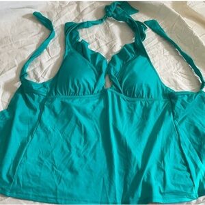 Swim halter tankini with open back